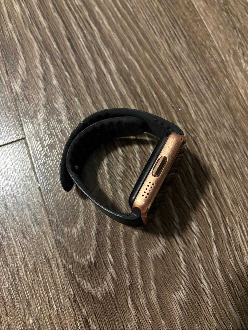 Rose Gold Smartwatch with Black Band - Unbranded